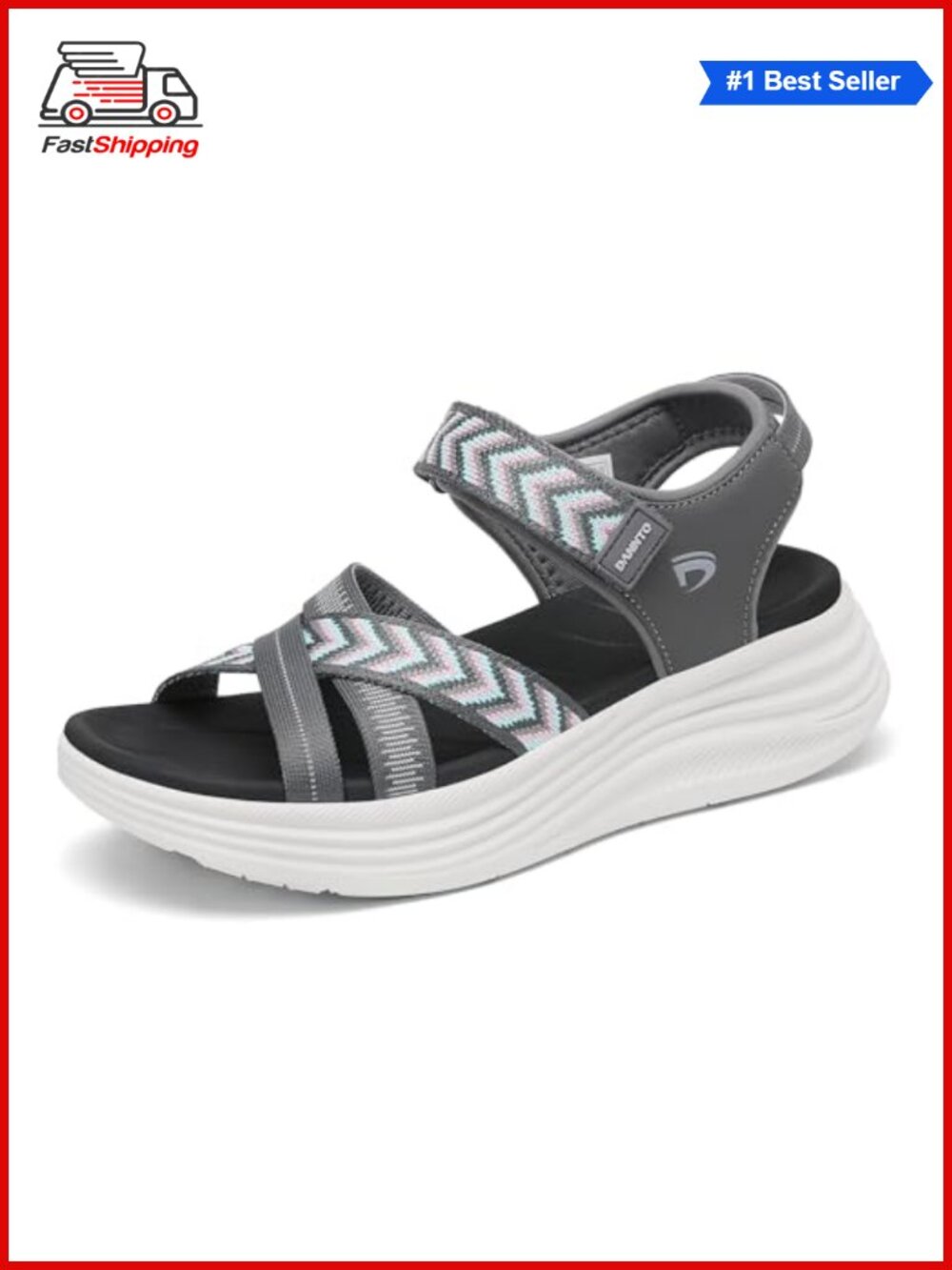 Platform Walking Sandals with Adjustable Buckle and Arch Support